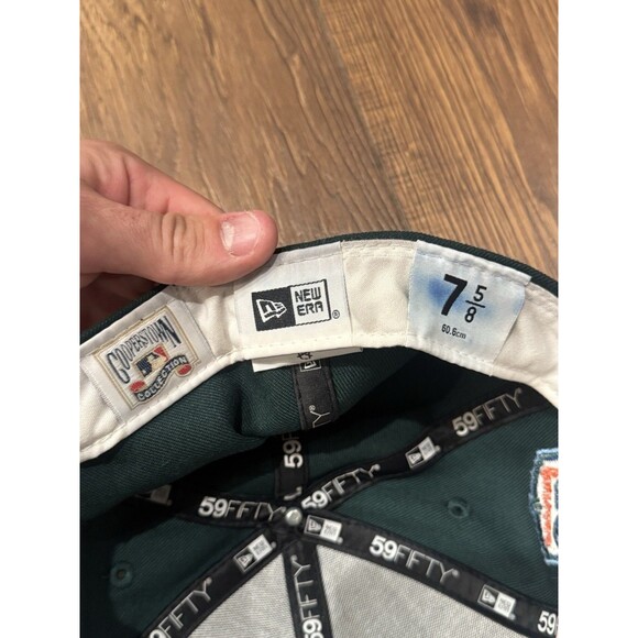 New Era 59fifty Oakland A's Athletics Green Hat 50 Years Patch 7 5/8 (SEE PICS!) - Picture 7 of 7